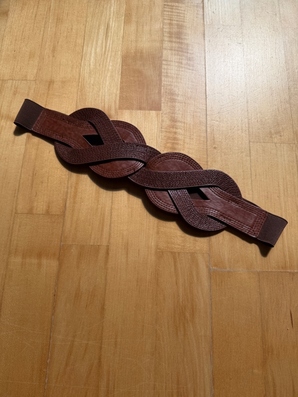 NWOT Woven Faux Leather Statement Waist Belt with Snap Closure